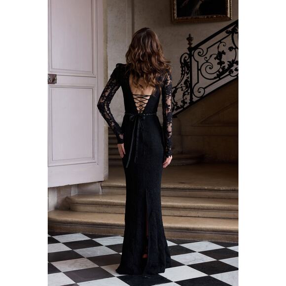 V.Chapman Womens The Jules Turtleneck Lace Maxi Dress Black Size 12 NWT - Picture 3 of 12